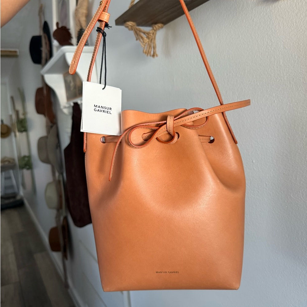 Mansur Gavriel Tan Leather Bucket Bag